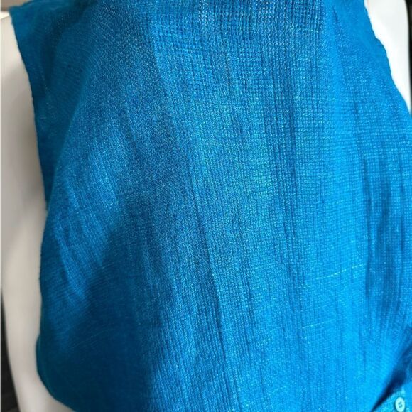 Eileen Fisher Linen Blue Wrap Skirt Tank Set Large - Picture 3 of 9